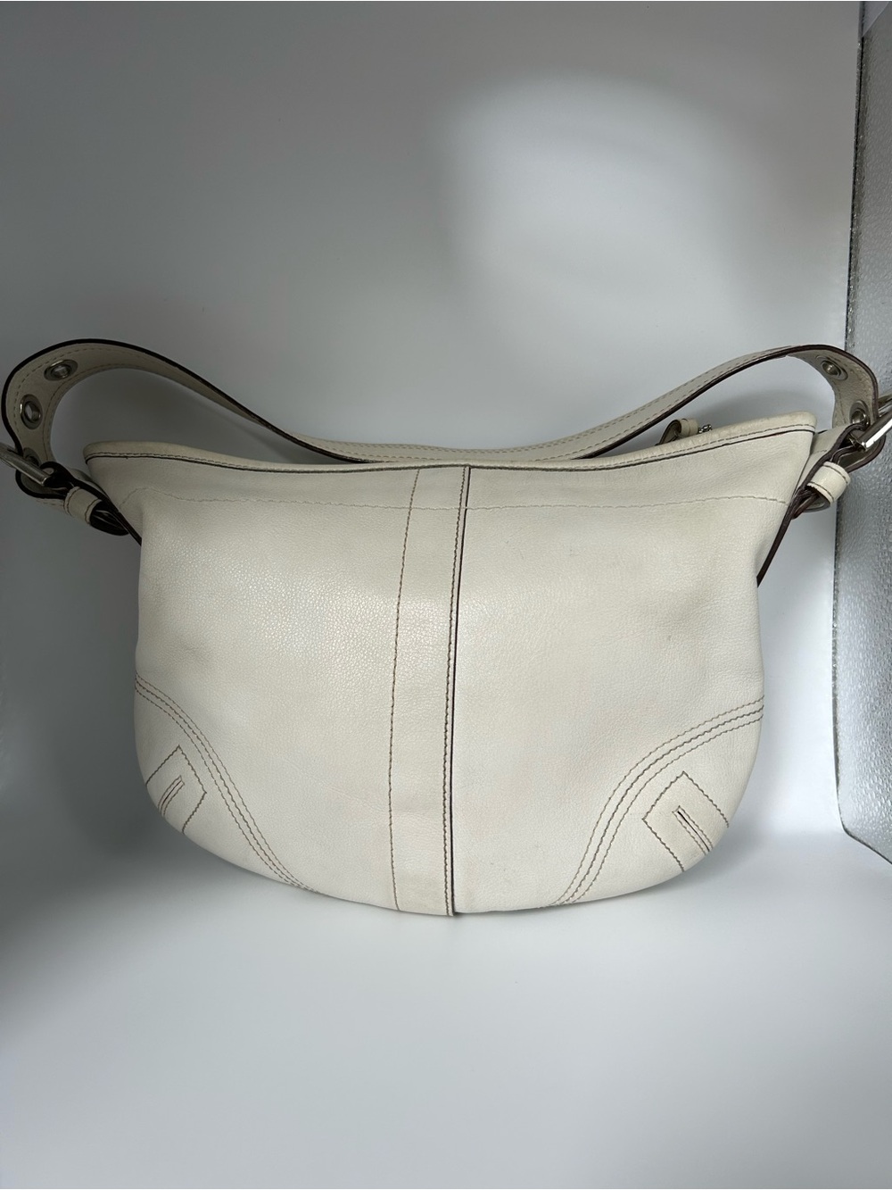 Coach Cream Leather Mini Hobo Shoulder Bag